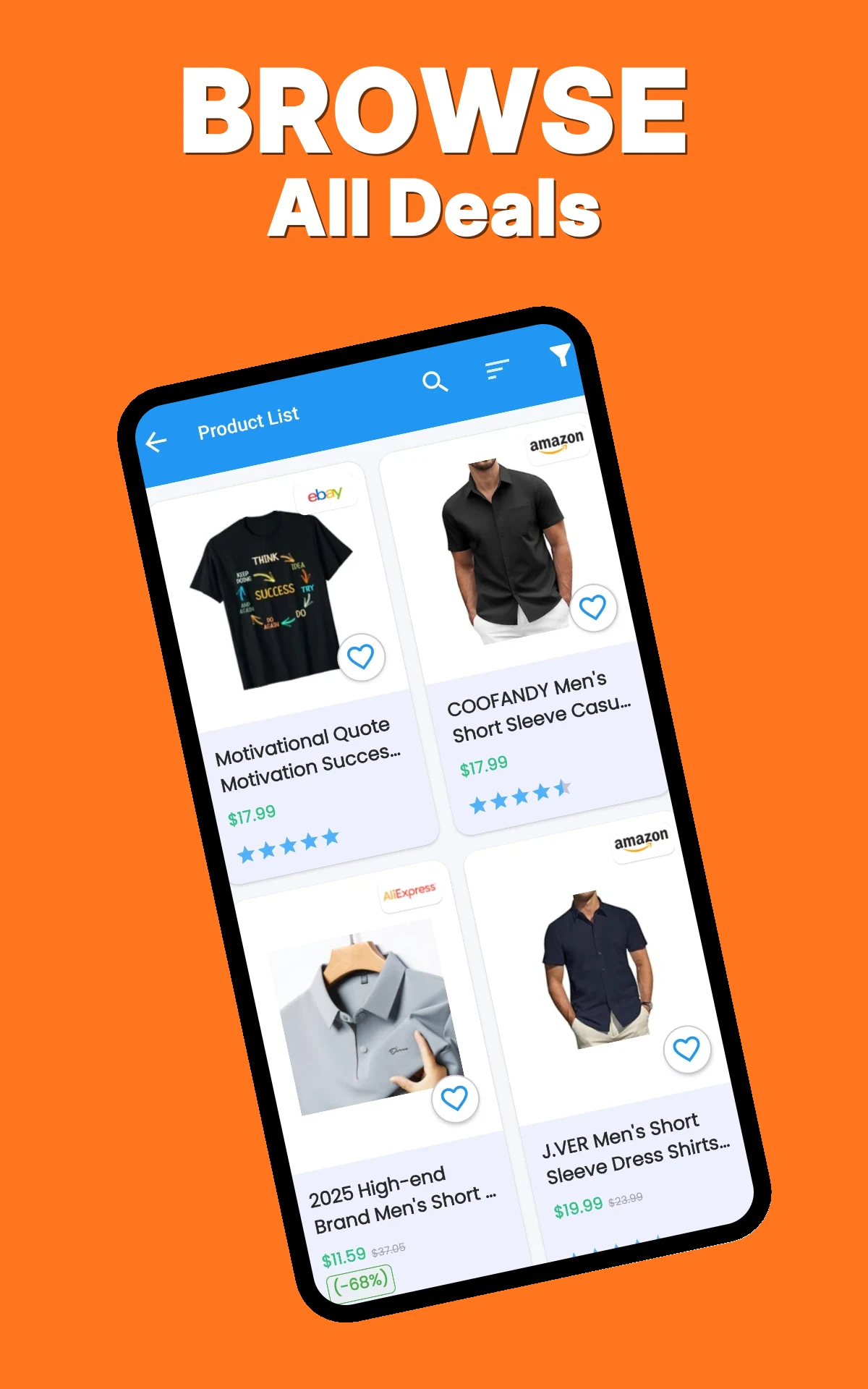 Men's Clothing Price Compare screenshot