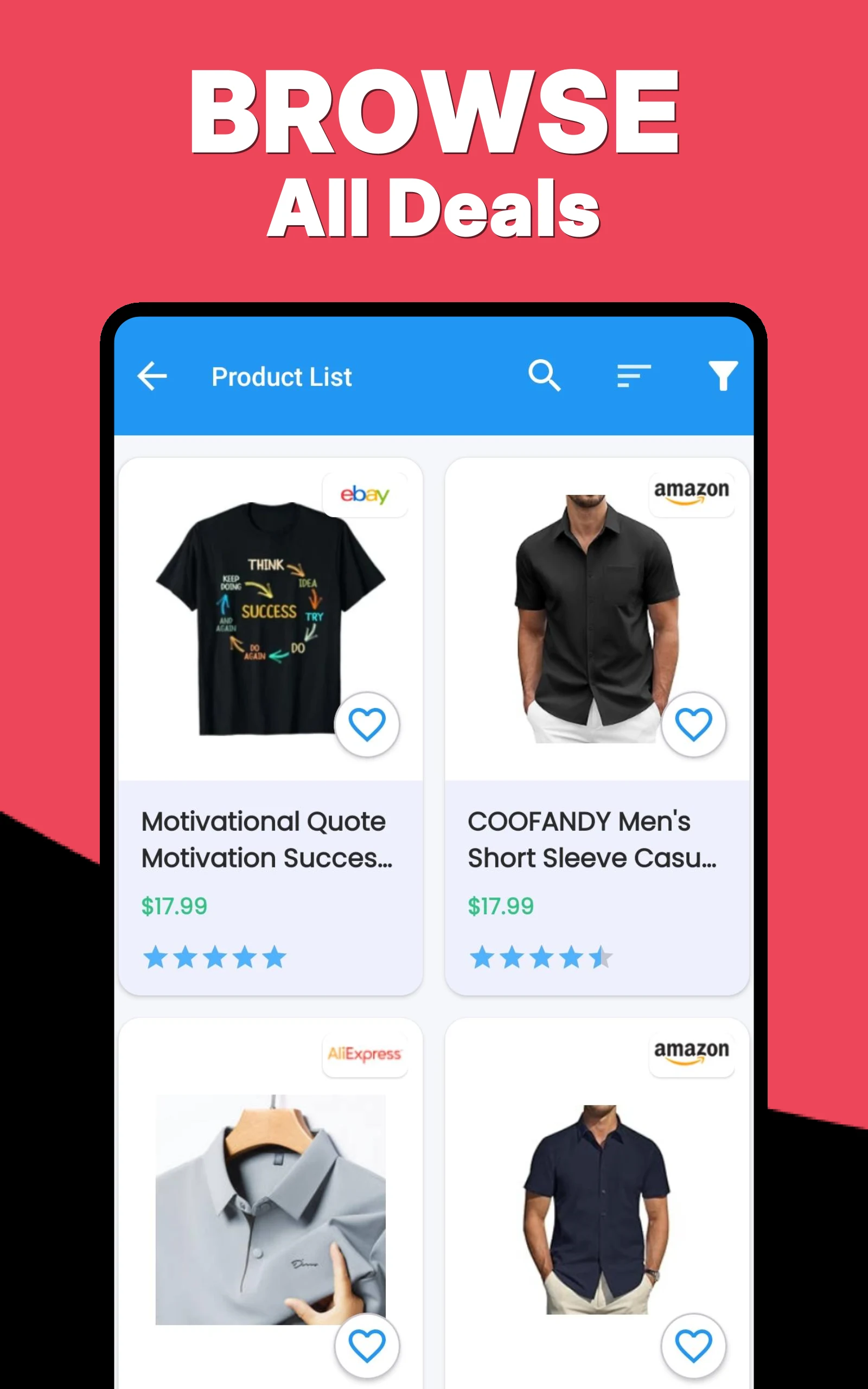 Men's Clothing Price Compare screenshot